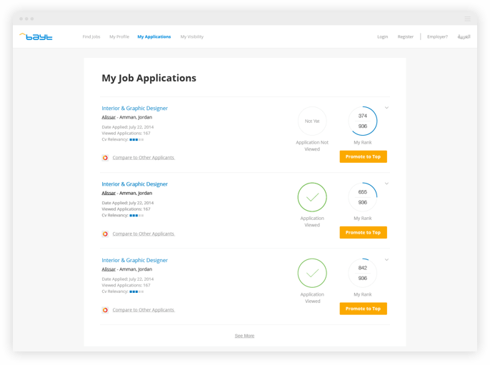 Bayt.com job applications page 